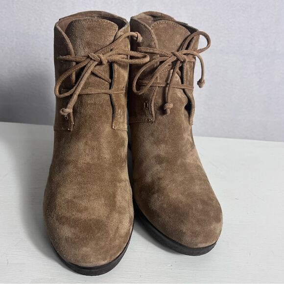 Via Spiga Booties Womens 9M Brown Suede Wedge Ankle Lace Up Boho - Picture 15 of 15